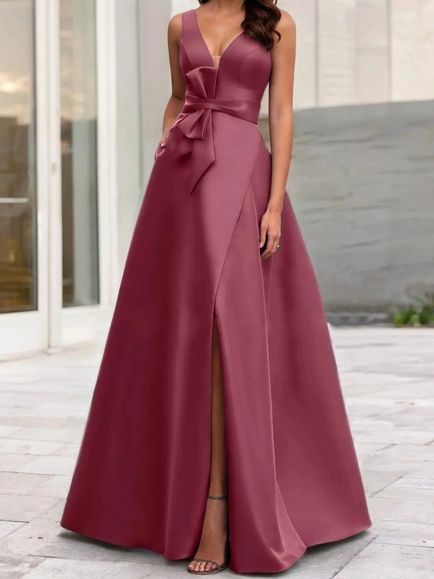 A-Line/Princess V-Neck Sleeveless  Mother Of The Bride Dresses With Split Side - Image 105