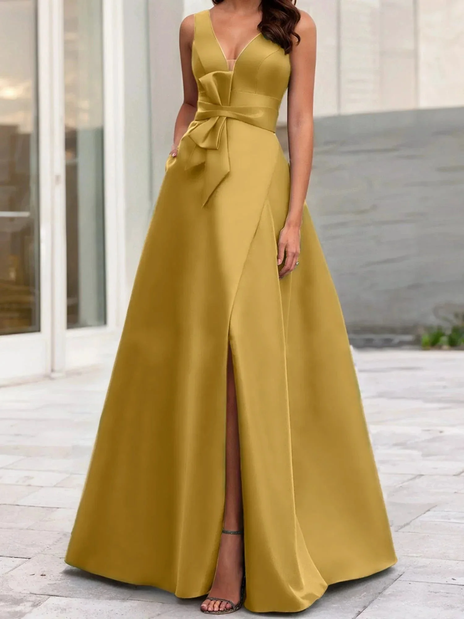 A-Line/Princess V-Neck Sleeveless  Mother Of The Bride Dresses With Split Side - Image 106
