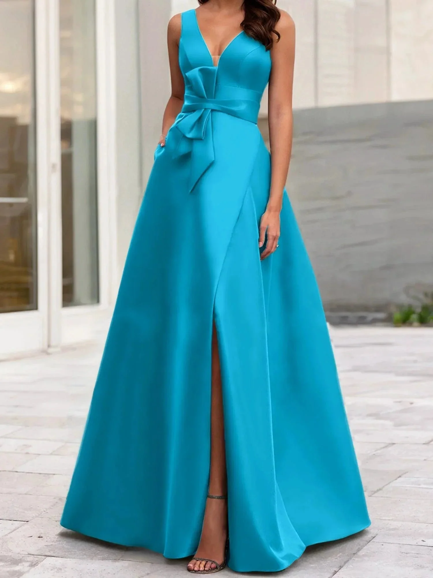 A-Line/Princess V-Neck Sleeveless  Mother Of The Bride Dresses With Split Side - Image 108