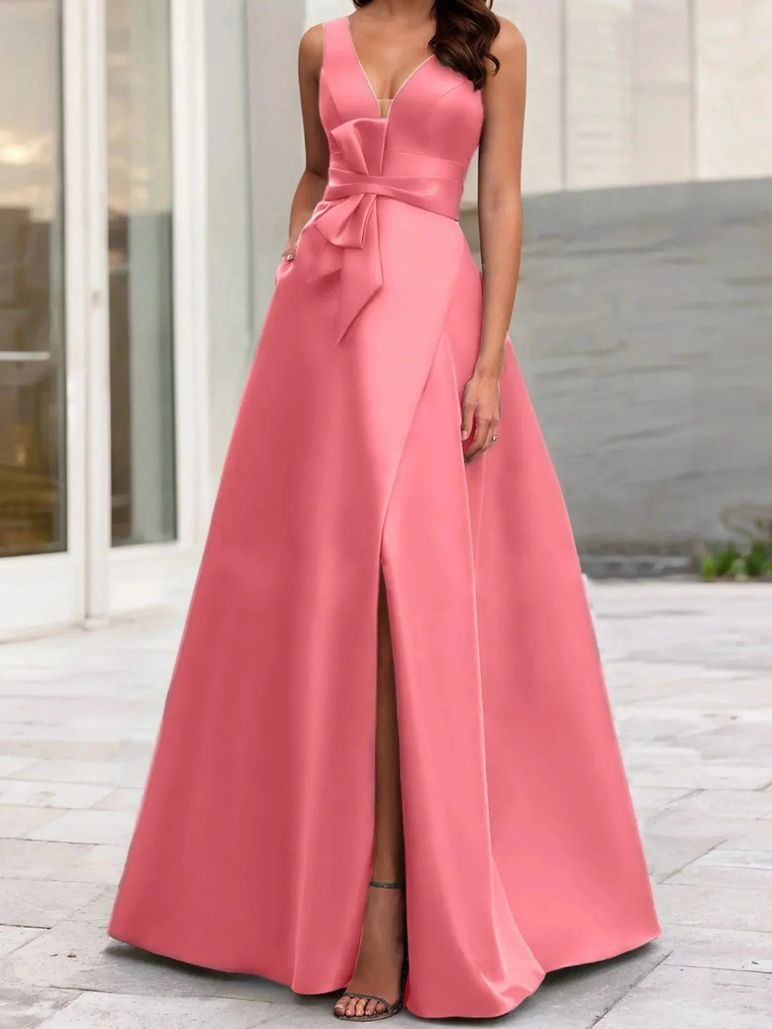 A-Line/Princess V-Neck Sleeveless  Mother Of The Bride Dresses With Split Side - Image 11