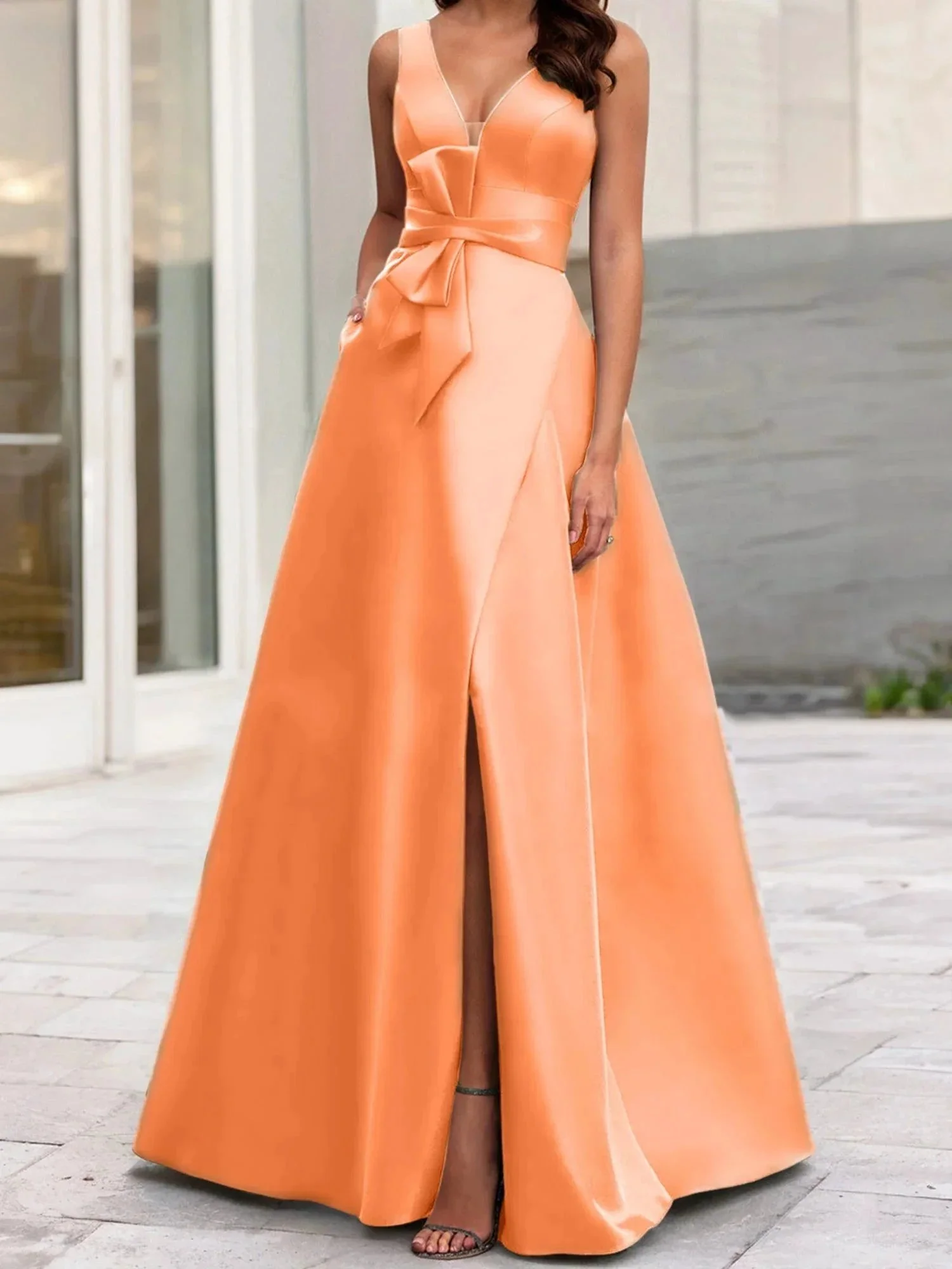 A-Line/Princess V-Neck Sleeveless  Mother Of The Bride Dresses With Split Side - Image 110