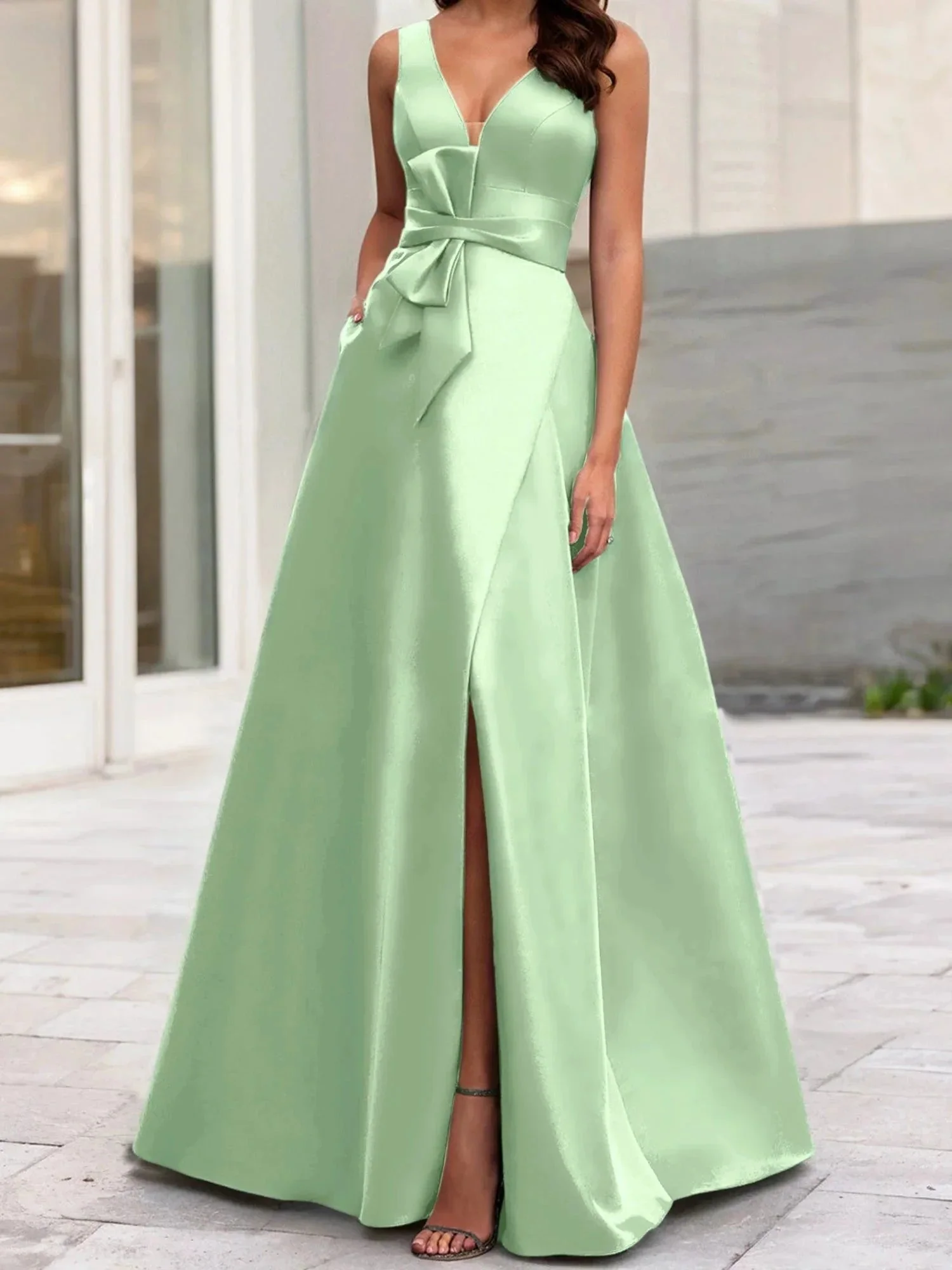 A-Line/Princess V-Neck Sleeveless  Mother Of The Bride Dresses With Split Side - Image 121