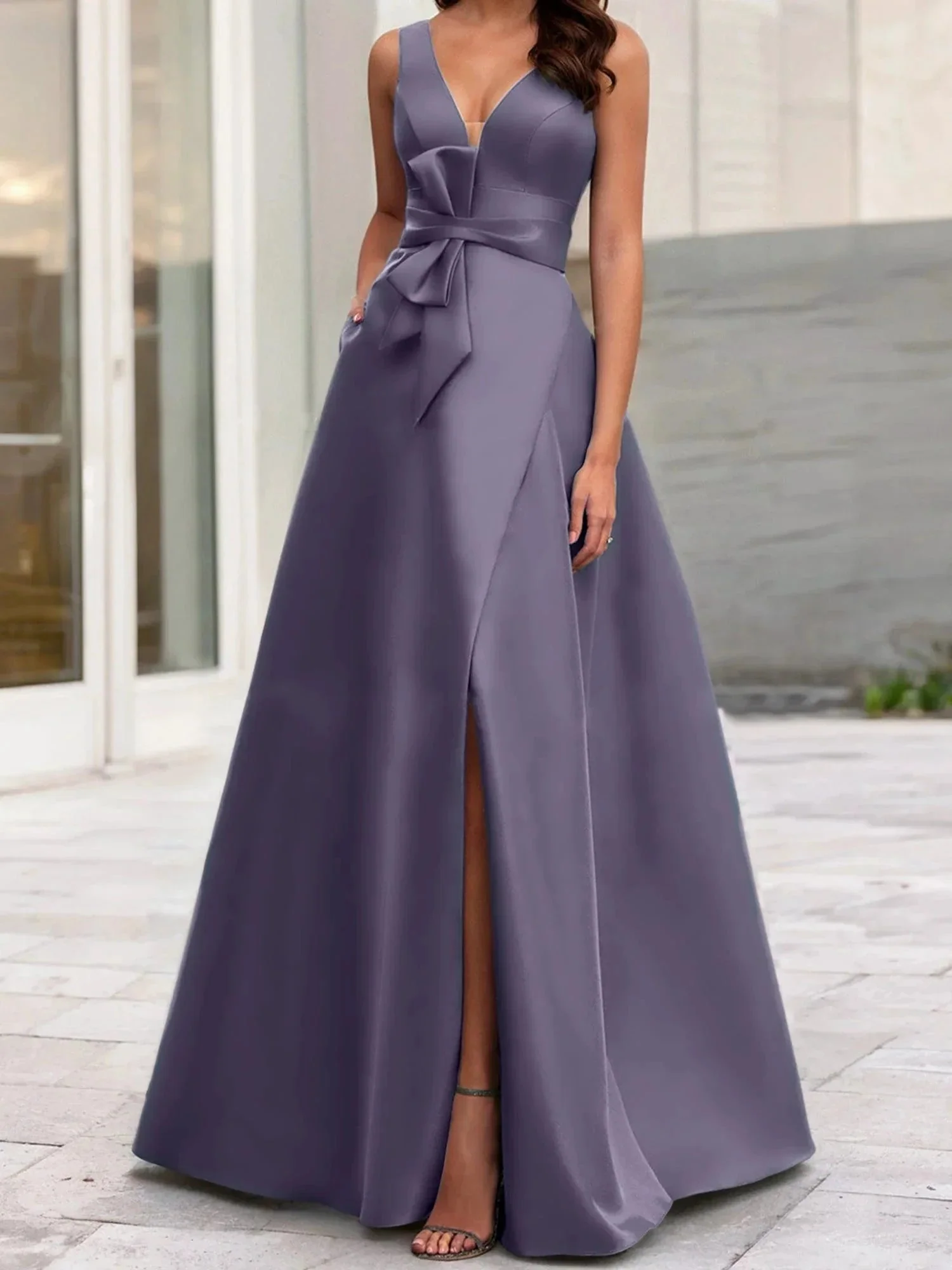 A-Line/Princess V-Neck Sleeveless  Mother Of The Bride Dresses With Split Side - Image 128