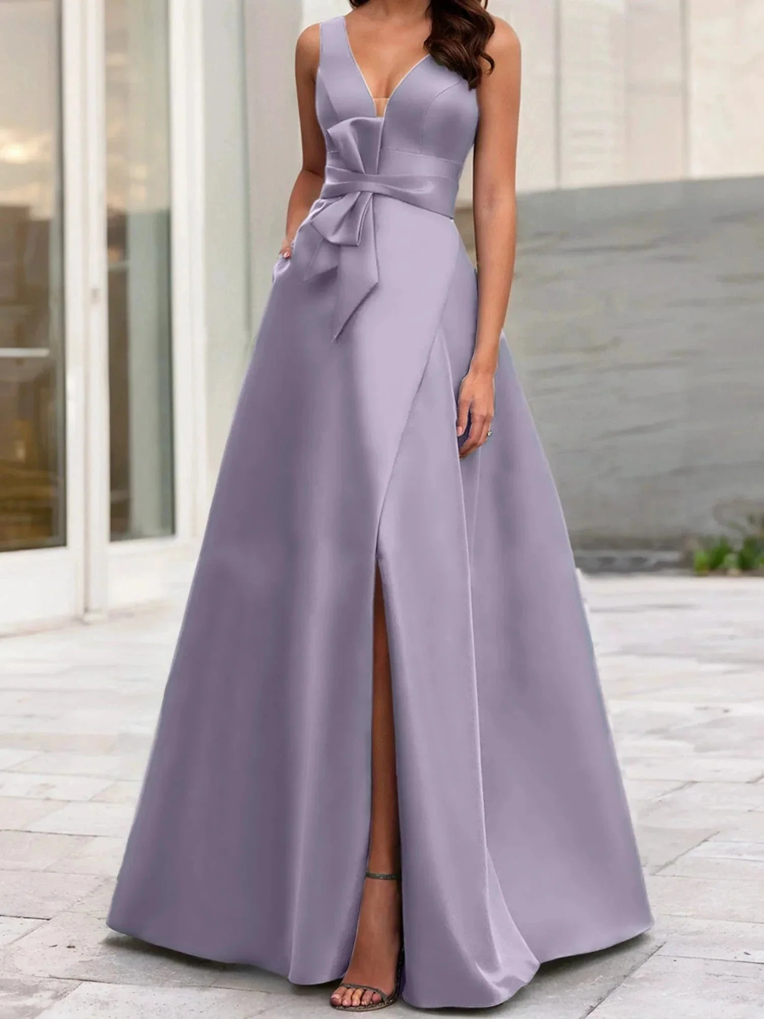 A-Line/Princess V-Neck Sleeveless  Mother Of The Bride Dresses With Split Side - Image 134