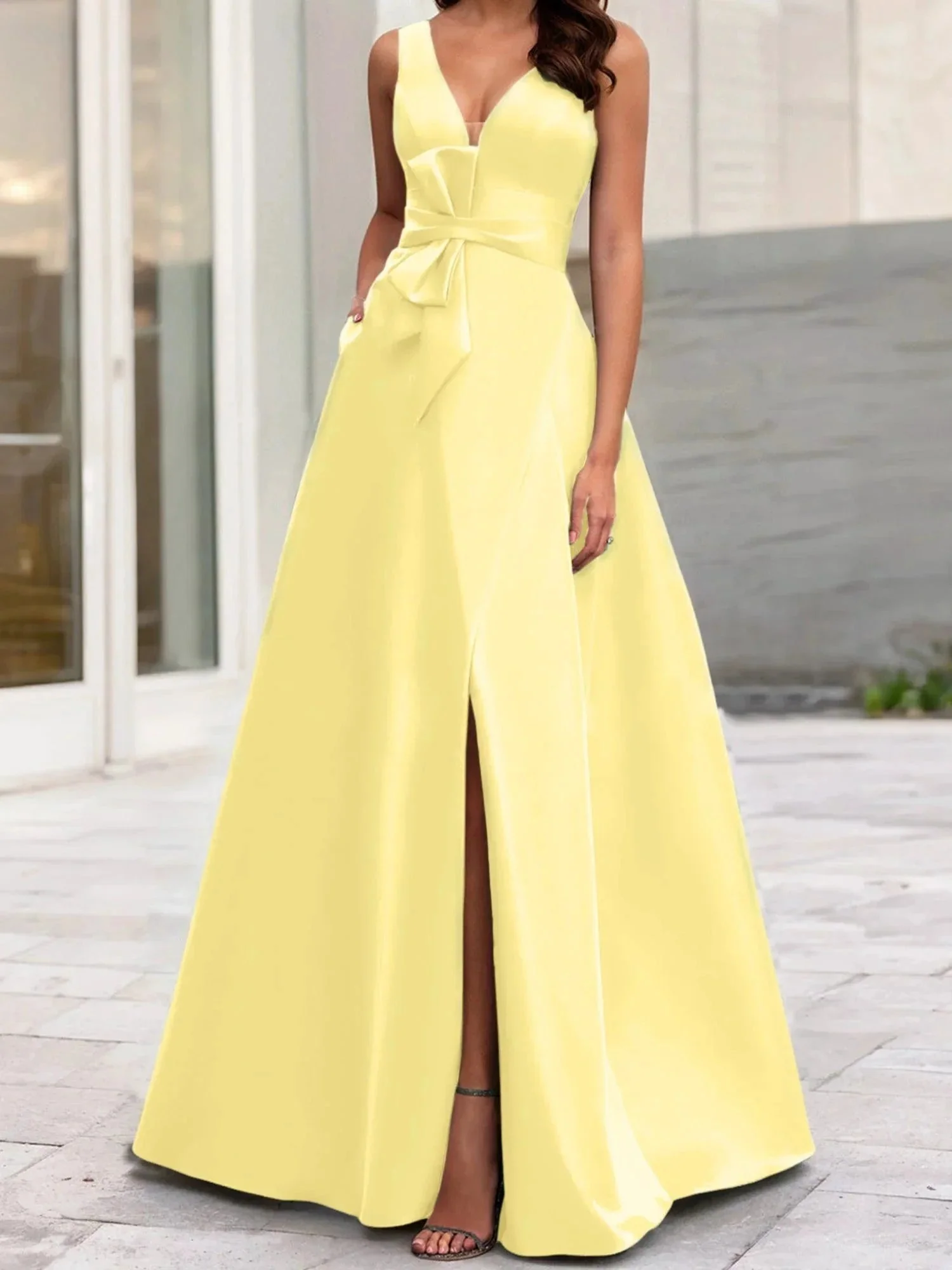 A-Line/Princess V-Neck Sleeveless  Mother Of The Bride Dresses With Split Side - Image 135