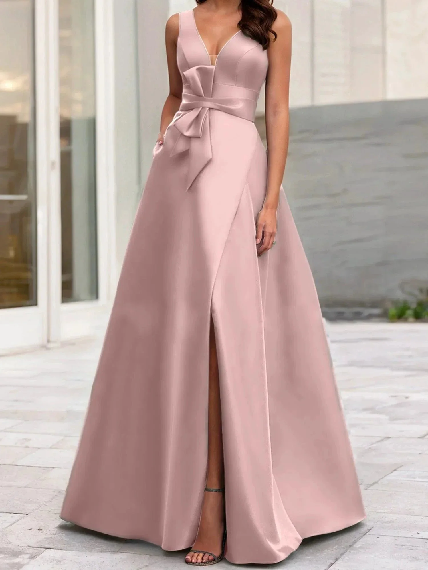 A-Line/Princess V-Neck Sleeveless  Mother Of The Bride Dresses With Split Side - Image 16