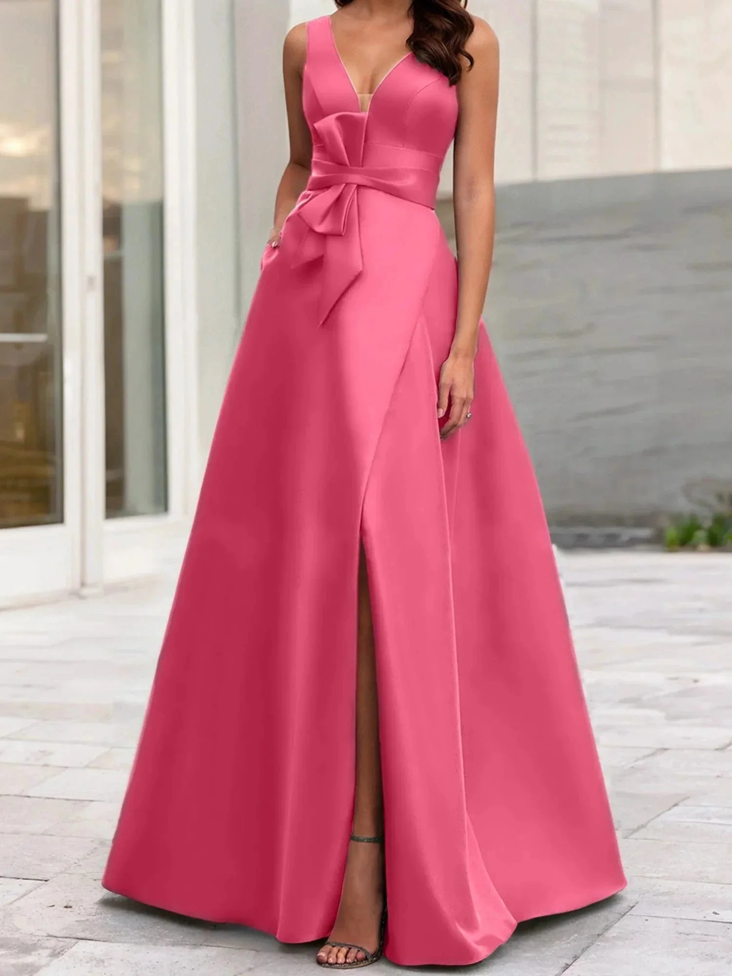 A-Line/Princess V-Neck Sleeveless  Mother Of The Bride Dresses With Split Side - Image 21