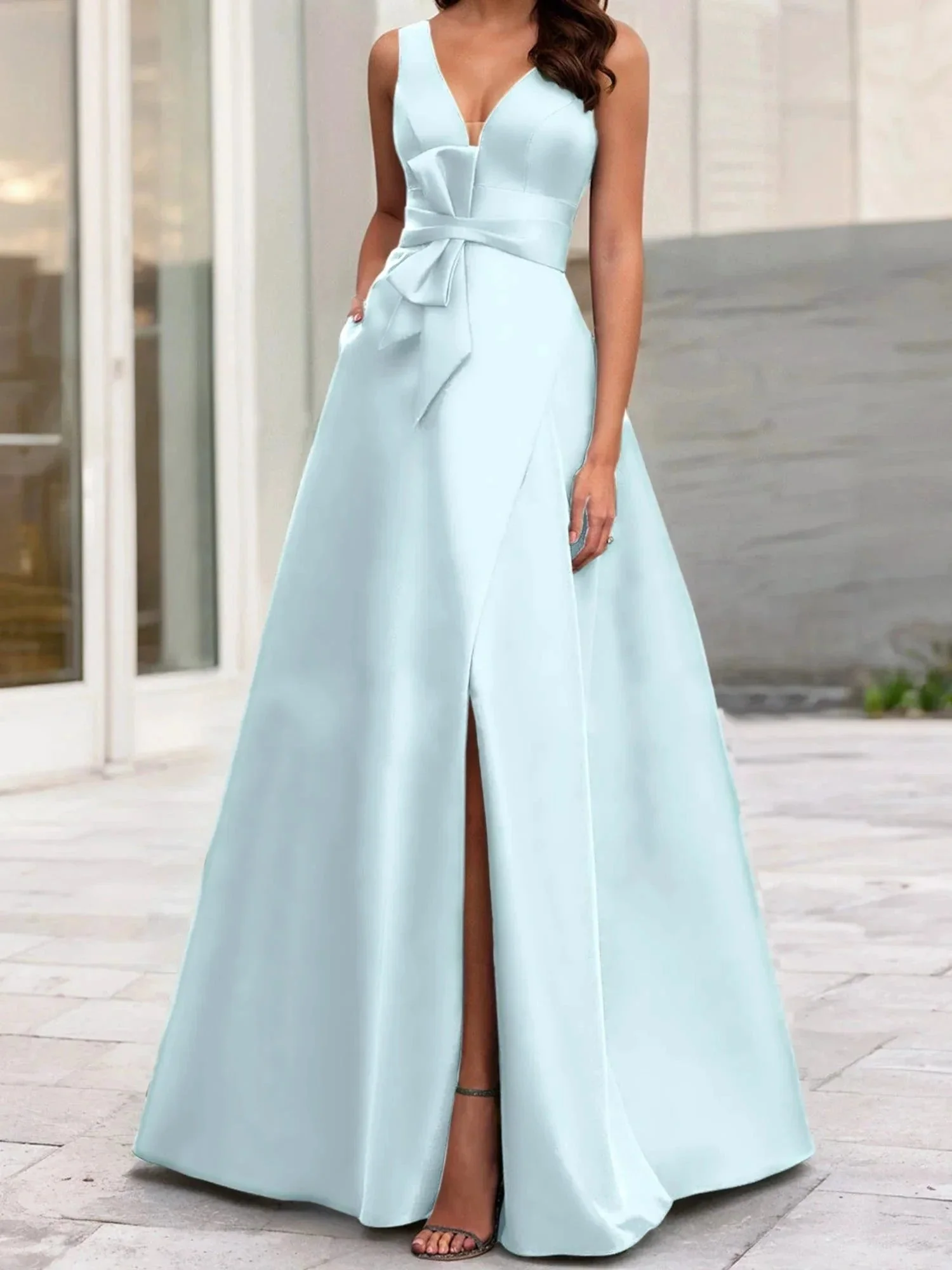A-Line/Princess V-Neck Sleeveless  Mother Of The Bride Dresses With Split Side - Image 27