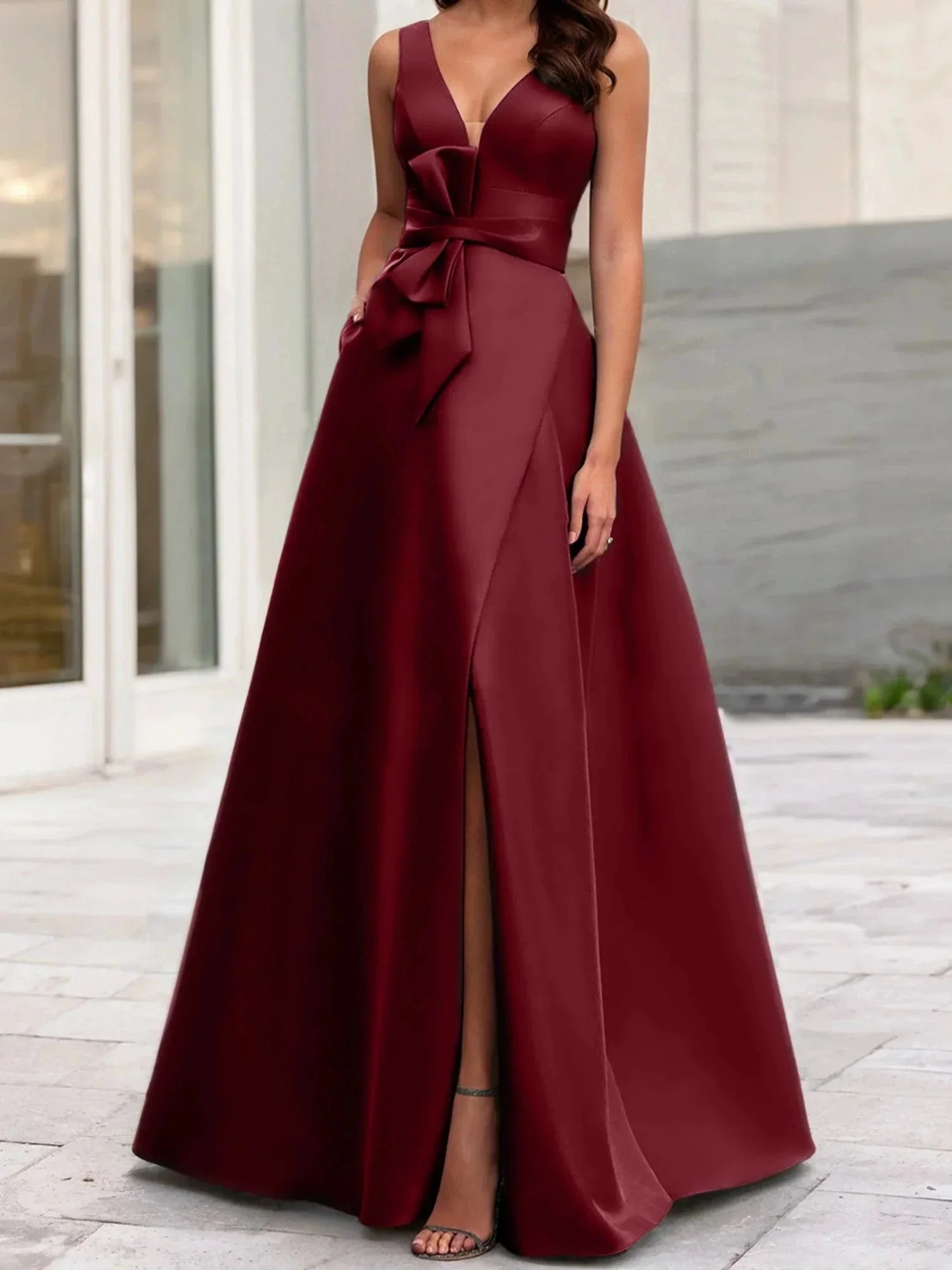 A-Line/Princess V-Neck Sleeveless  Mother Of The Bride Dresses With Split Side - Image 28