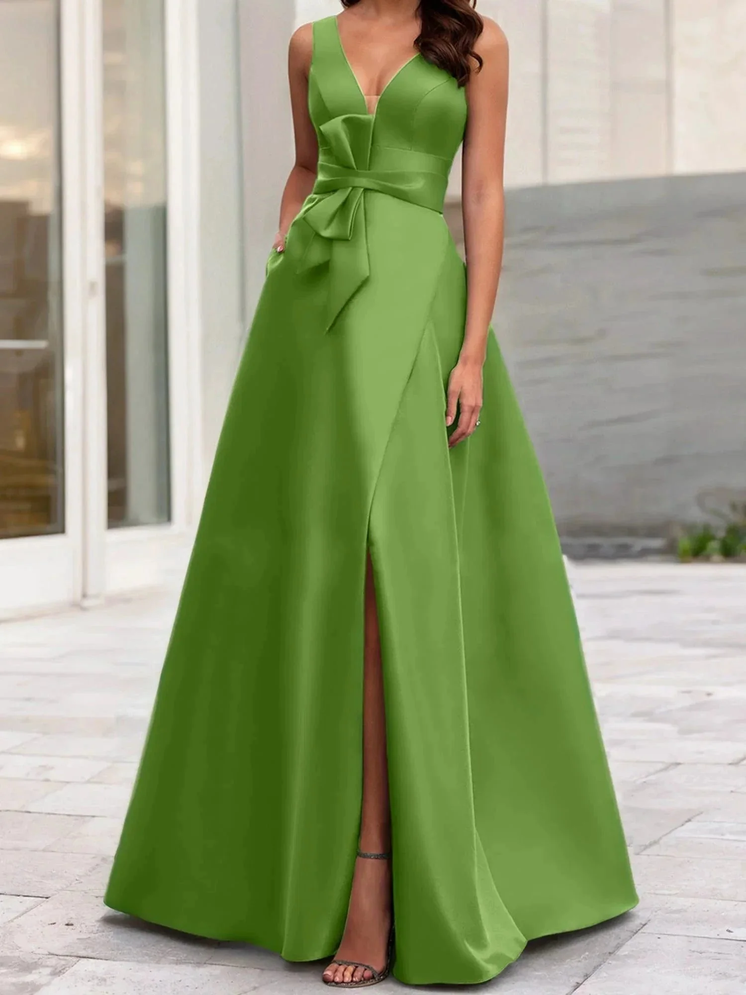 A-Line/Princess V-Neck Sleeveless  Mother Of The Bride Dresses With Split Side - Image 42
