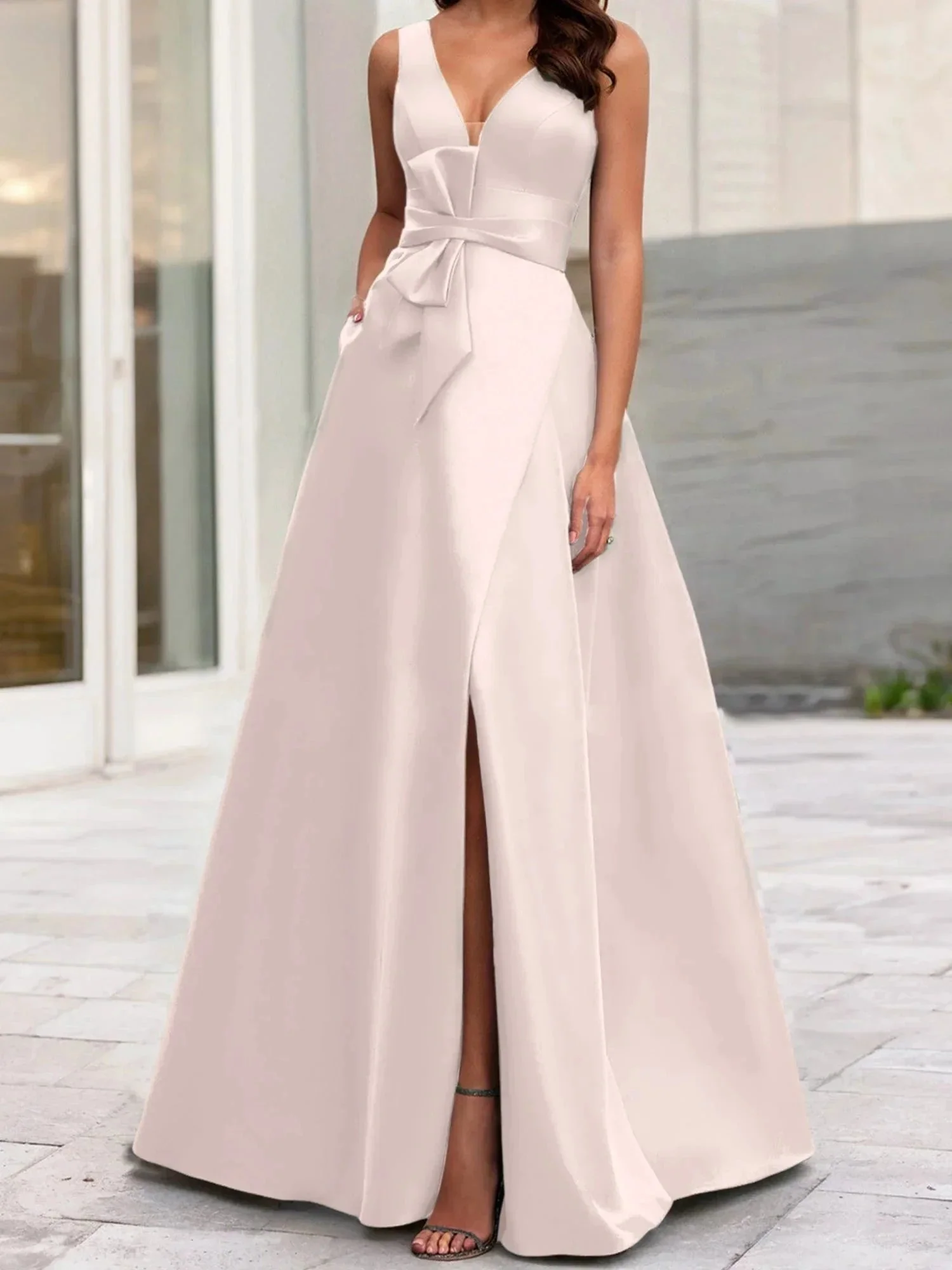 A-Line/Princess V-Neck Sleeveless  Mother Of The Bride Dresses With Split Side - Image 47