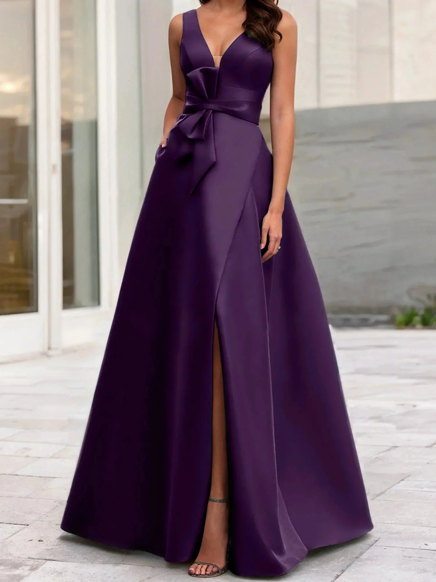 A-Line/Princess V-Neck Sleeveless  Mother Of The Bride Dresses With Split Side - Image 49