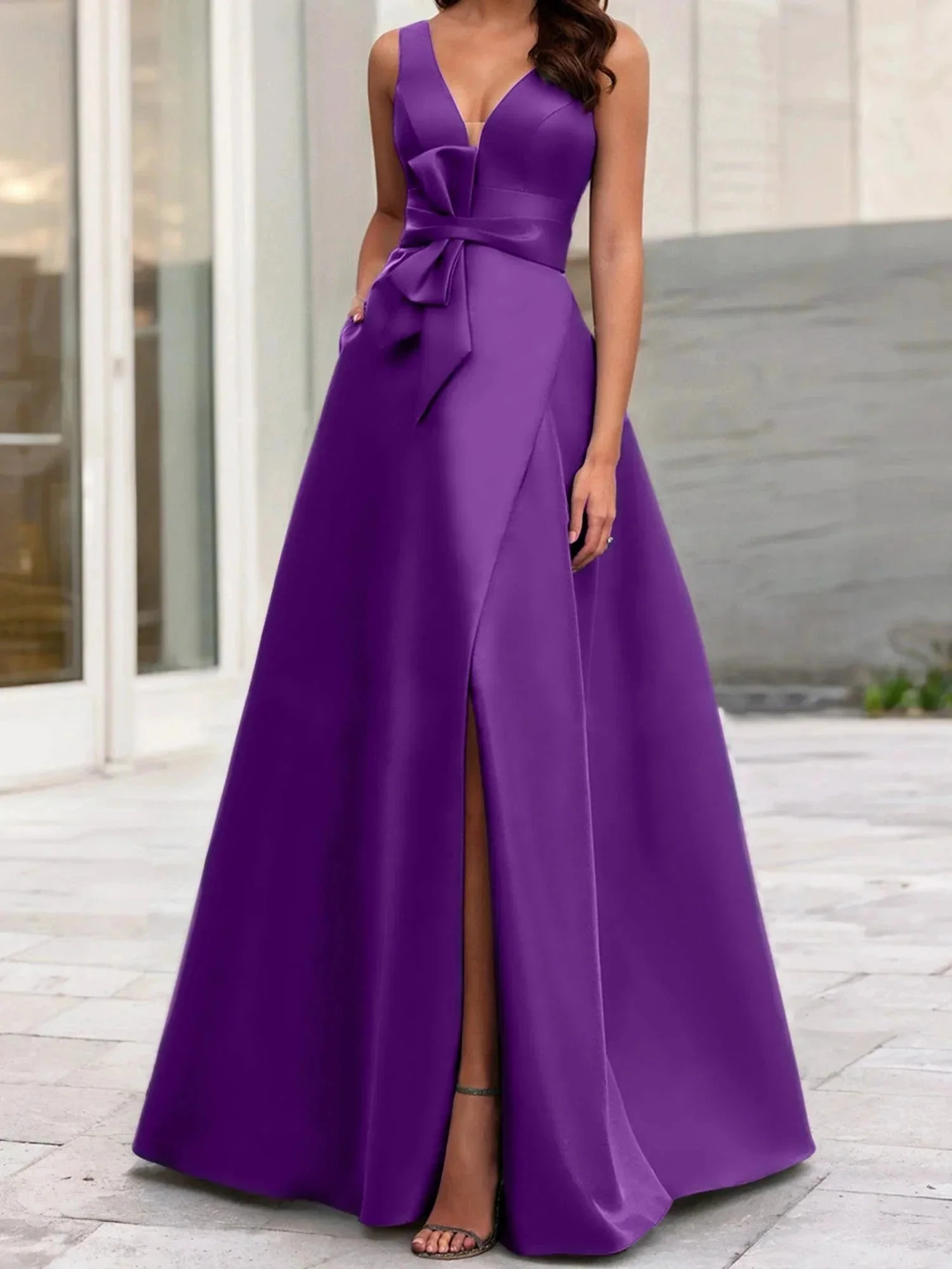 A-Line/Princess V-Neck Sleeveless  Mother Of The Bride Dresses With Split Side - Image 50