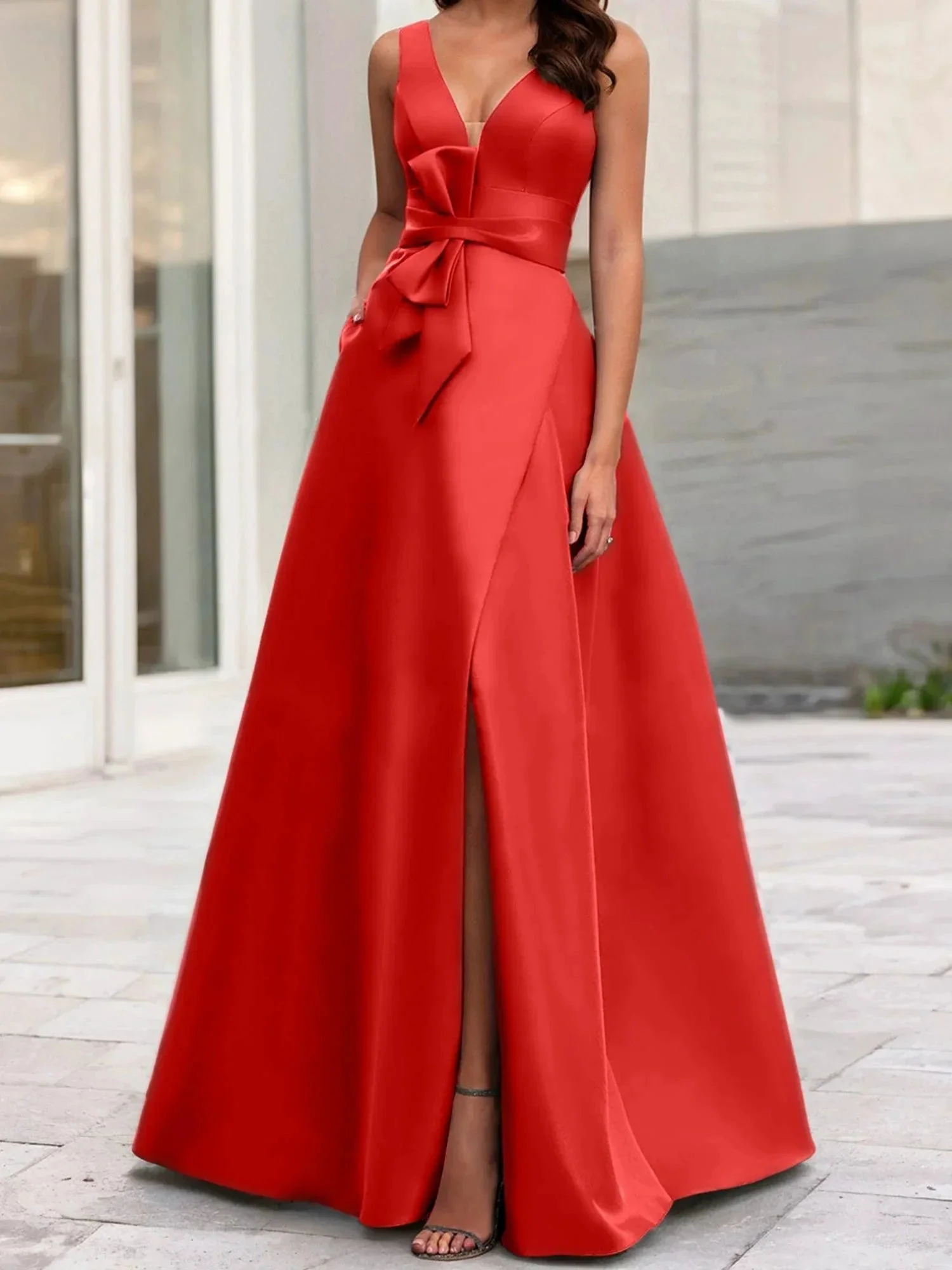 A-Line/Princess V-Neck Sleeveless  Mother Of The Bride Dresses With Split Side - Image 51