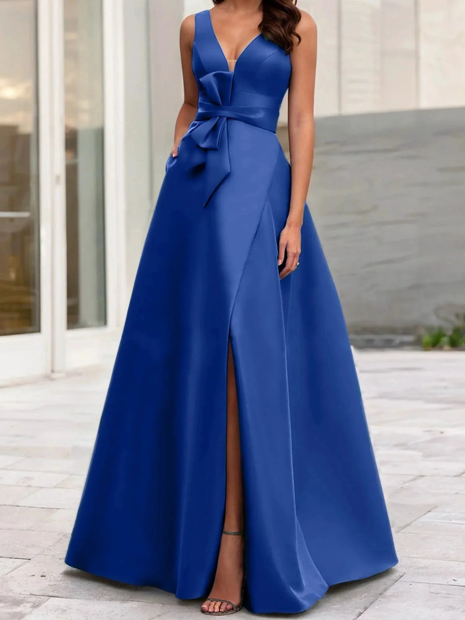 A-Line/Princess V-Neck Sleeveless  Mother Of The Bride Dresses With Split Side - Image 52