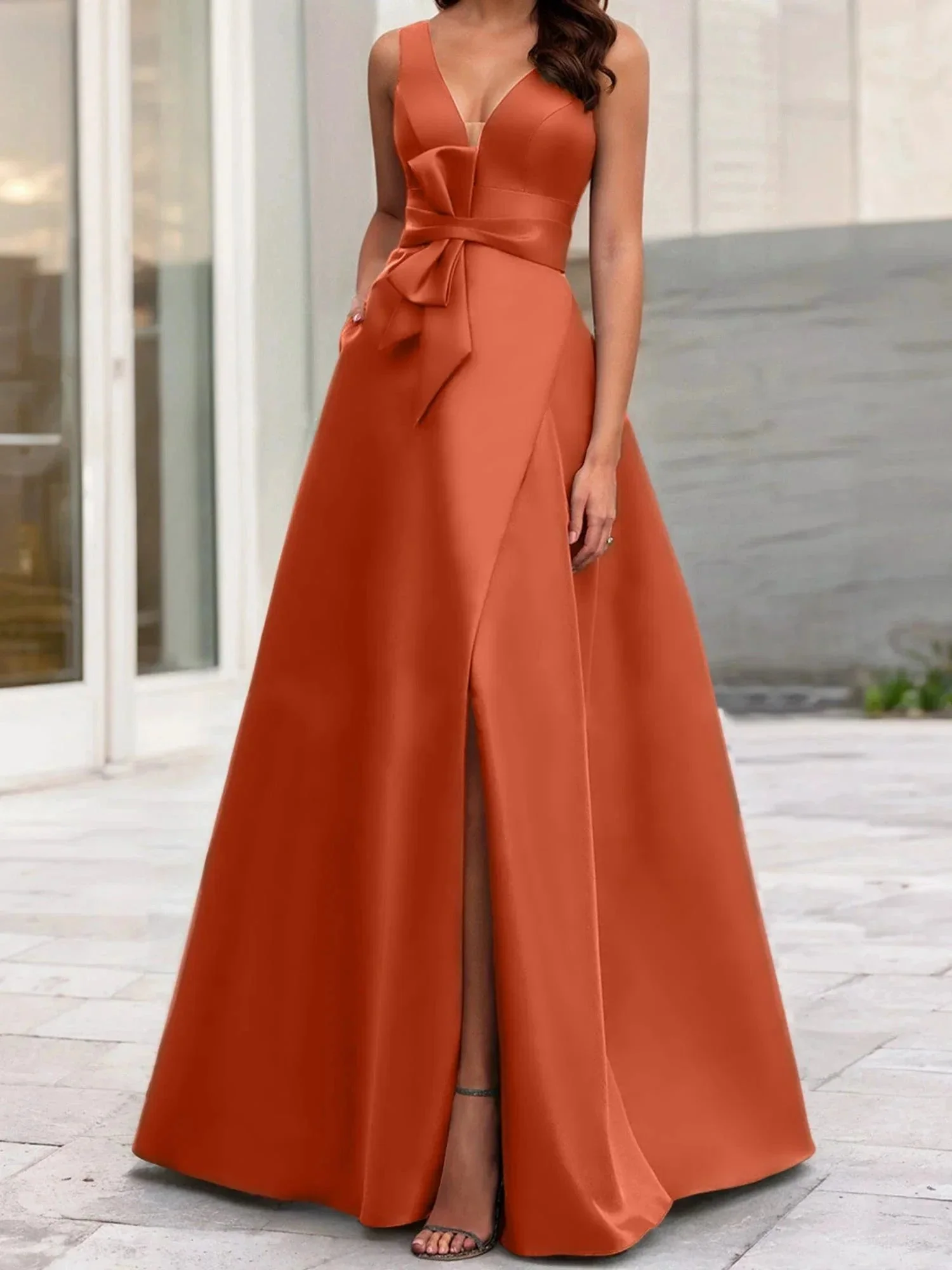 A-Line/Princess V-Neck Sleeveless  Mother Of The Bride Dresses With Split Side - Image 53