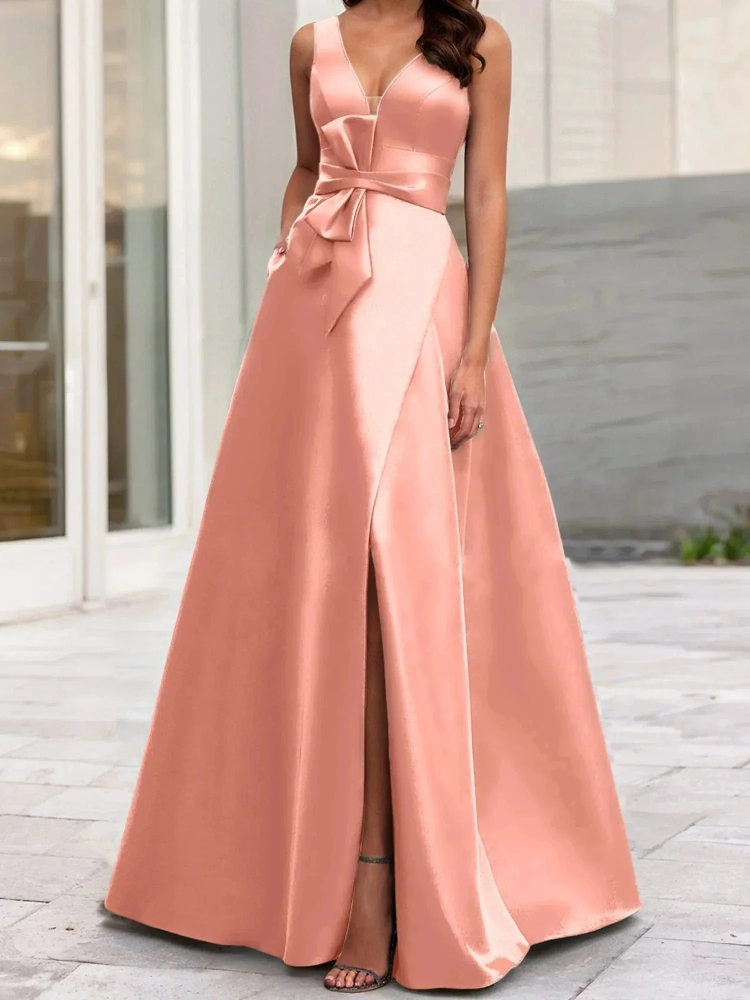 A-Line/Princess V-Neck Sleeveless  Mother Of The Bride Dresses With Split Side - Image 55