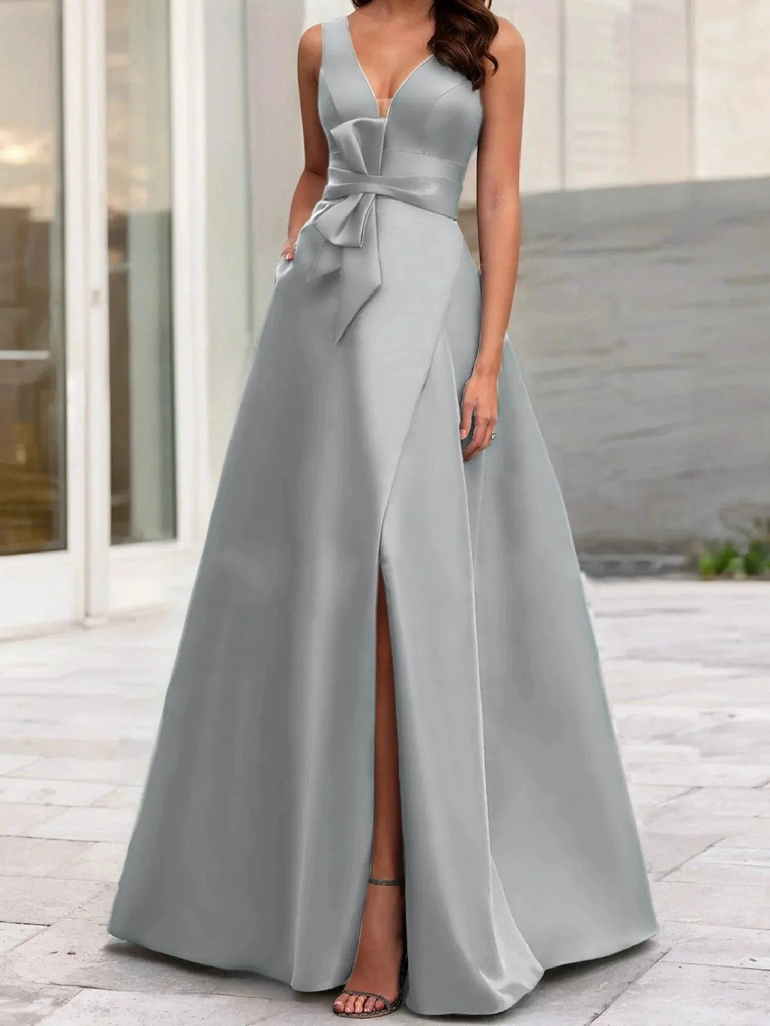 A-Line/Princess V-Neck Sleeveless  Mother Of The Bride Dresses With Split Side - Image 57