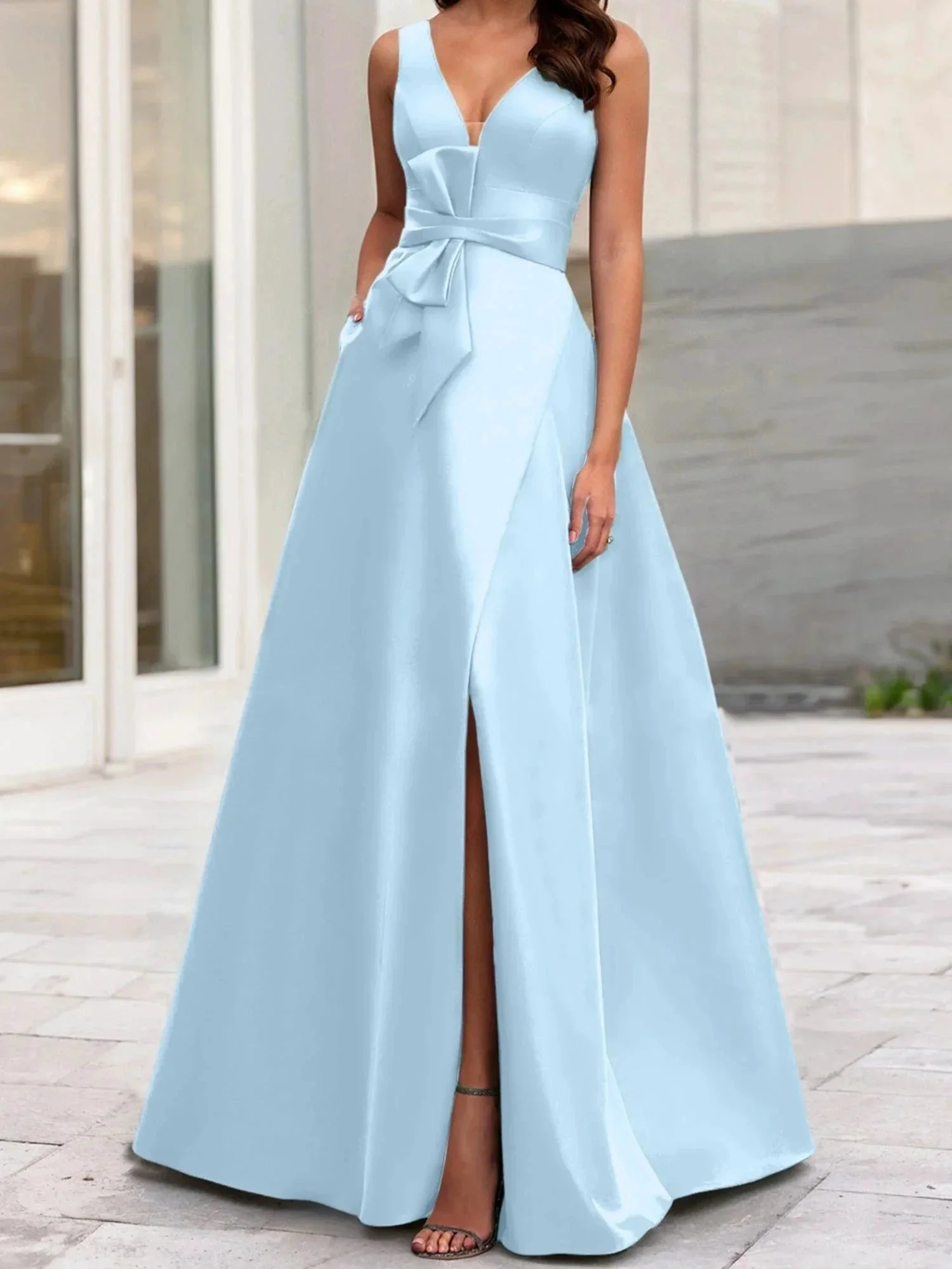 A-Line/Princess V-Neck Sleeveless  Mother Of The Bride Dresses With Split Side - Image 58