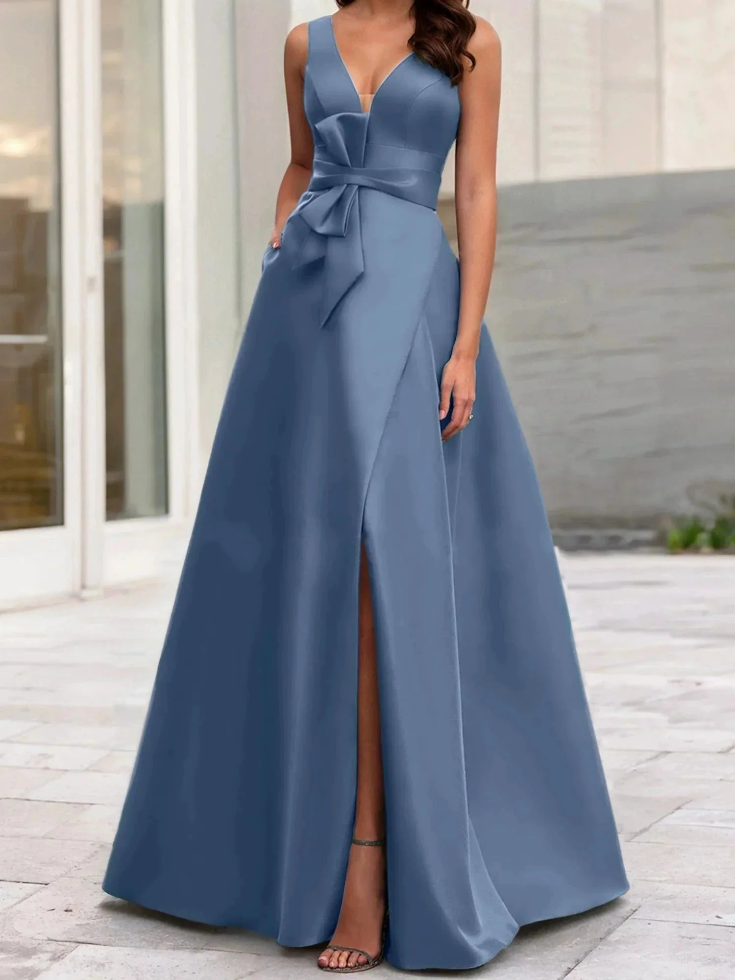 A-Line/Princess V-Neck Sleeveless  Mother Of The Bride Dresses With Split Side - Image 60
