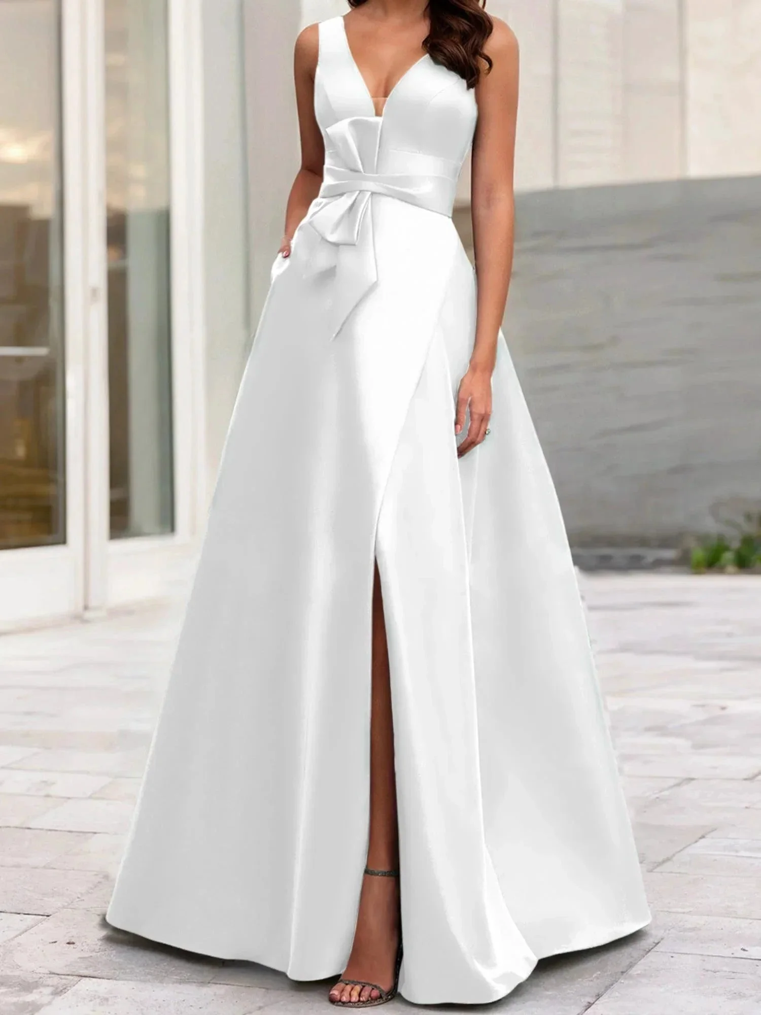 A-Line/Princess V-Neck Sleeveless  Mother Of The Bride Dresses With Split Side - Image 65