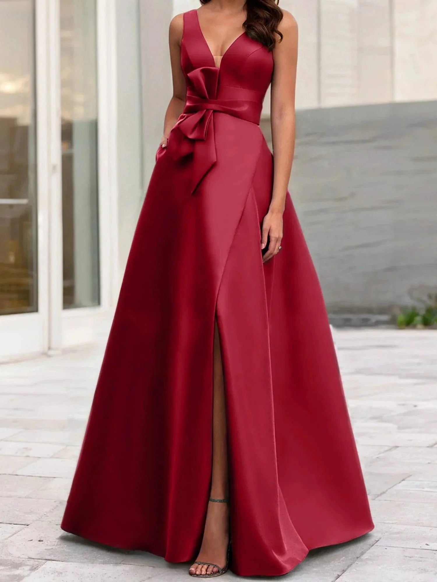 A-Line/Princess V-Neck Sleeveless  Mother Of The Bride Dresses With Split Side - Image 66