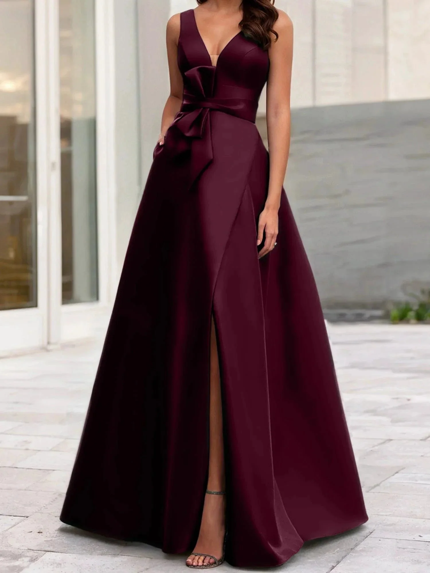 A-Line/Princess V-Neck Sleeveless  Mother Of The Bride Dresses With Split Side - Image 7