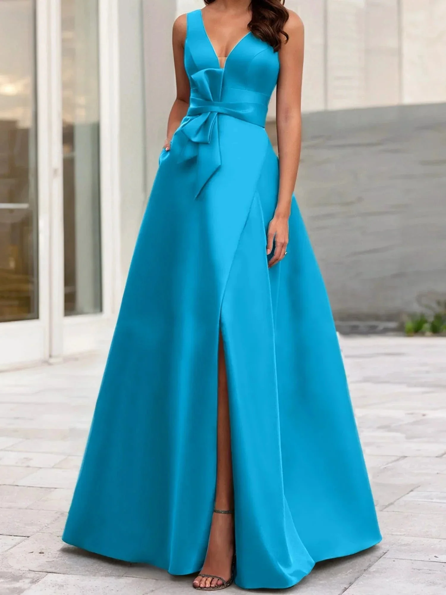 A-Line/Princess V-Neck Sleeveless  Mother Of The Bride Dresses With Split Side - Image 70