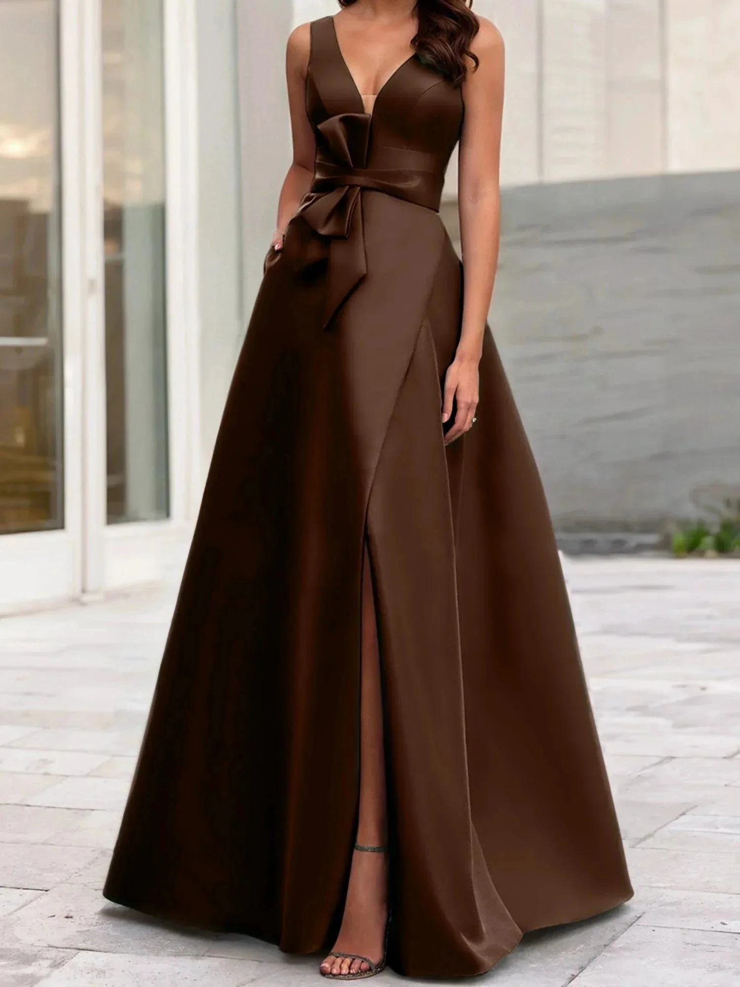 A-Line/Princess V-Neck Sleeveless  Mother Of The Bride Dresses With Split Side - Image 73
