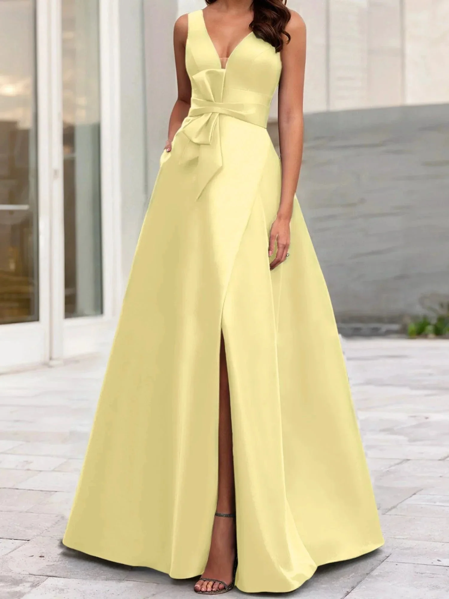 A-Line/Princess V-Neck Sleeveless  Mother Of The Bride Dresses With Split Side - Image 76