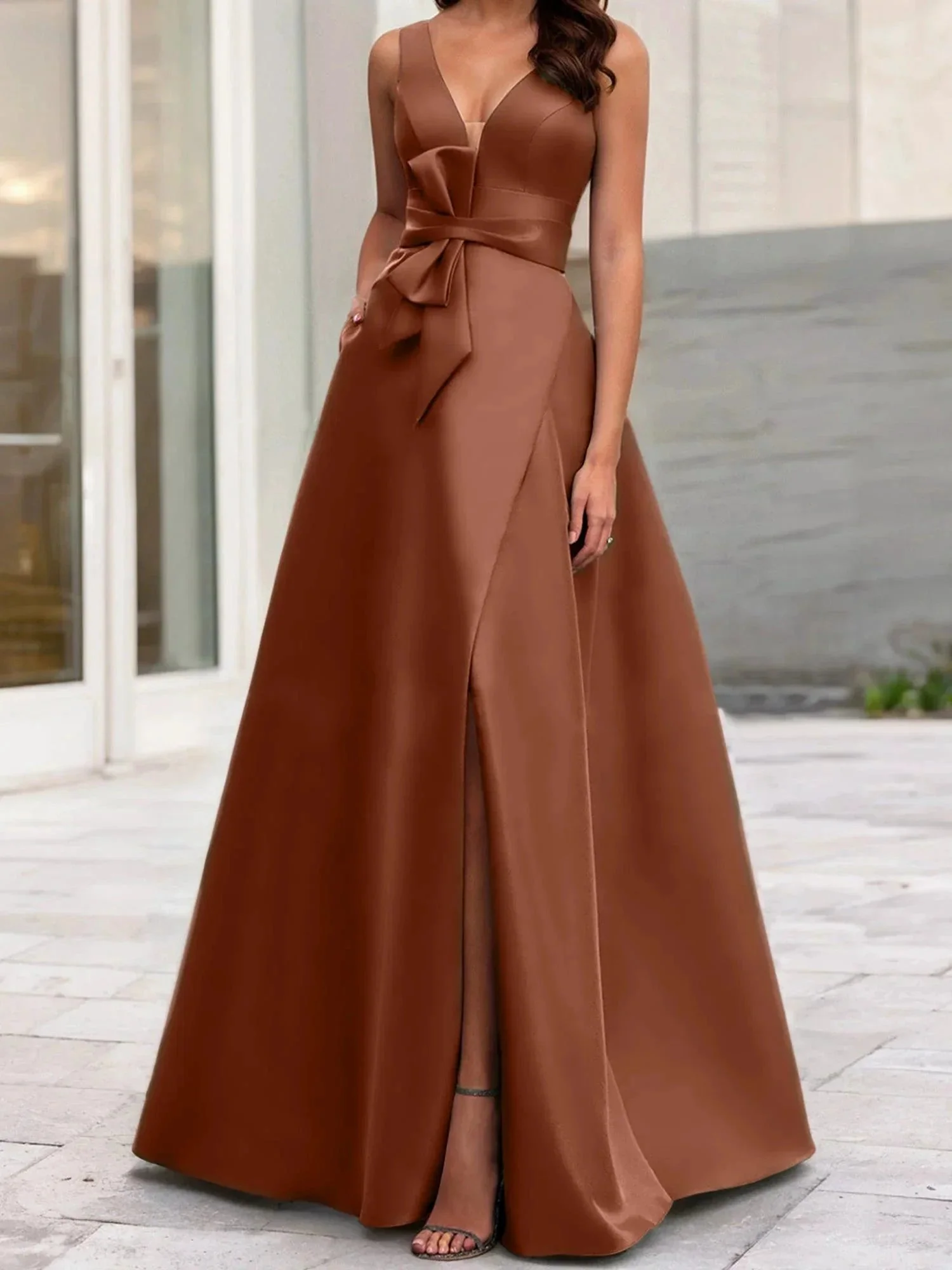 A-Line/Princess V-Neck Sleeveless  Mother Of The Bride Dresses With Split Side - Image 8