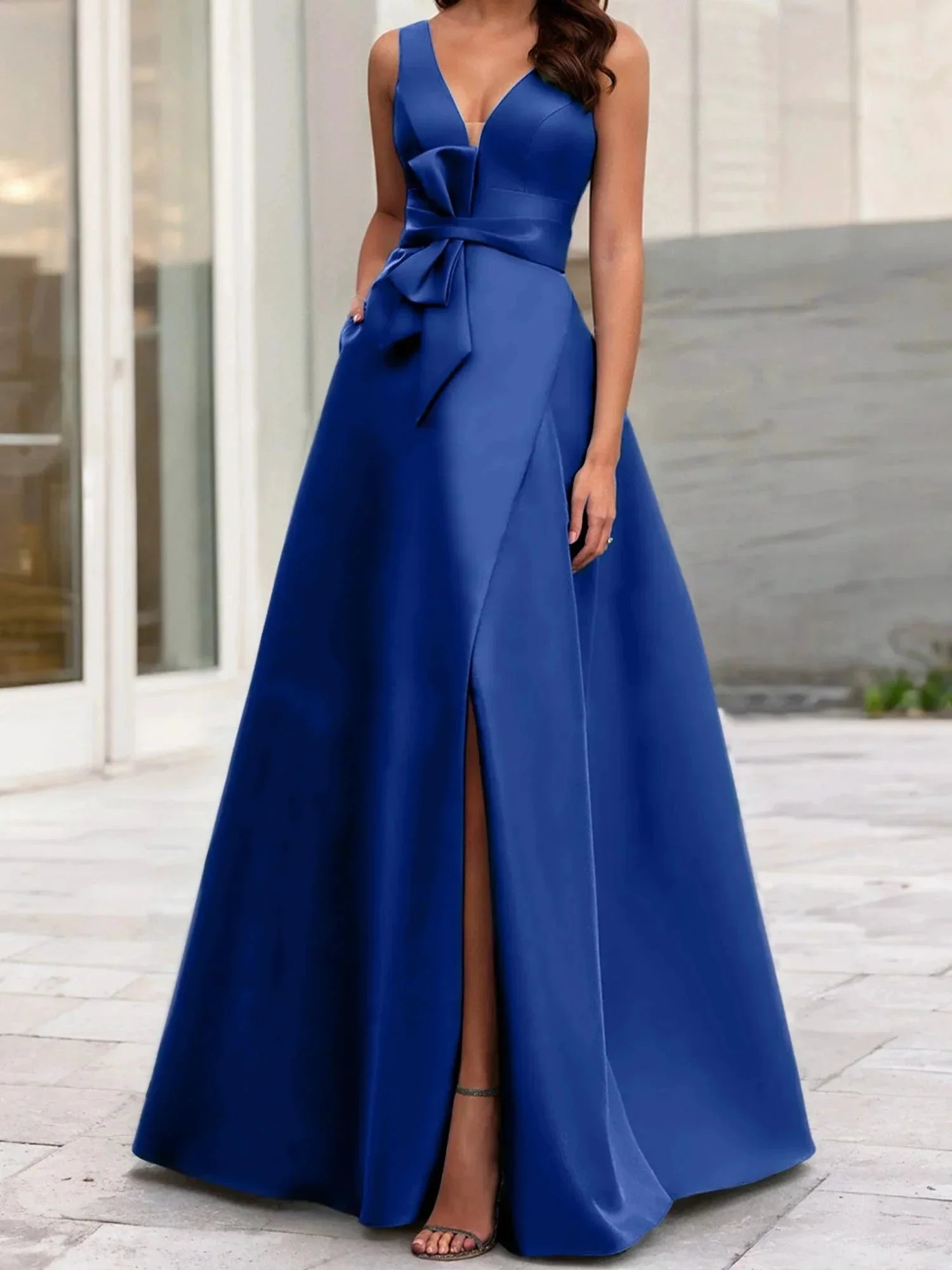 A-Line/Princess V-Neck Sleeveless  Mother Of The Bride Dresses With Split Side - Image 80