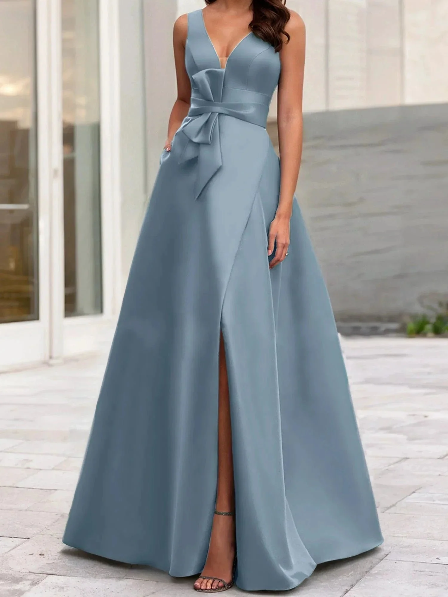 A-Line/Princess V-Neck Sleeveless  Mother Of The Bride Dresses With Split Side - Image 81