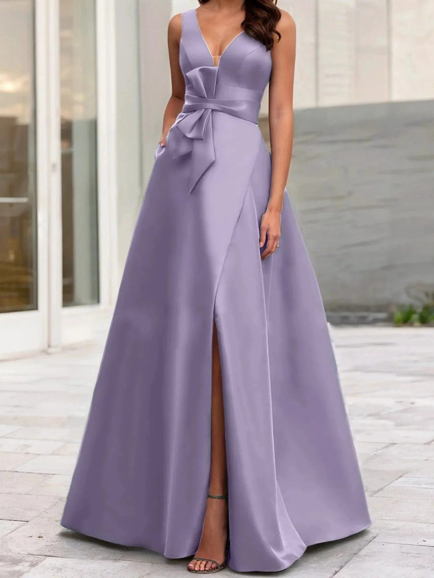 A-Line/Princess V-Neck Sleeveless  Mother Of The Bride Dresses With Split Side - Image 82