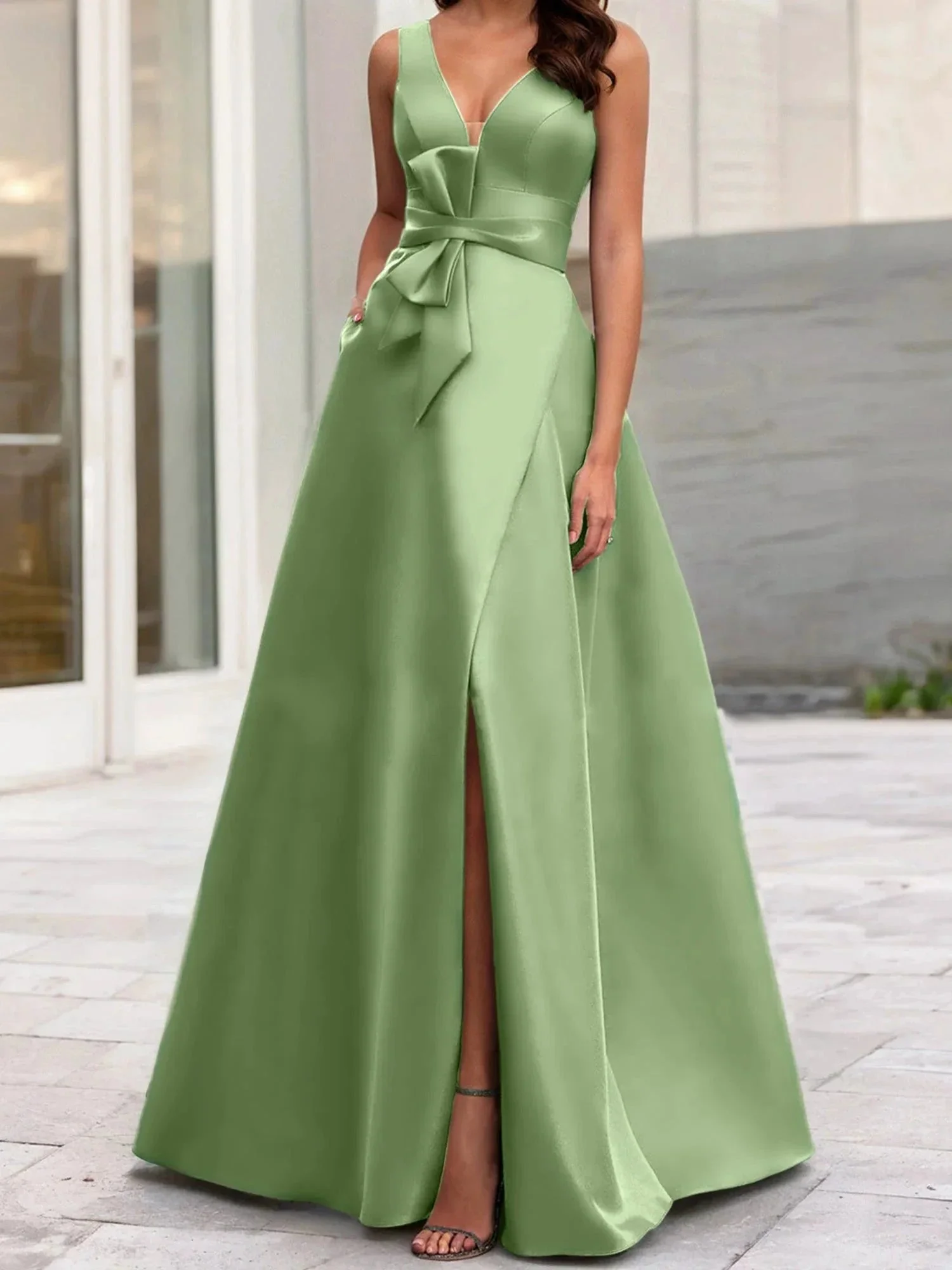 A-Line/Princess V-Neck Sleeveless  Mother Of The Bride Dresses With Split Side - Image 84