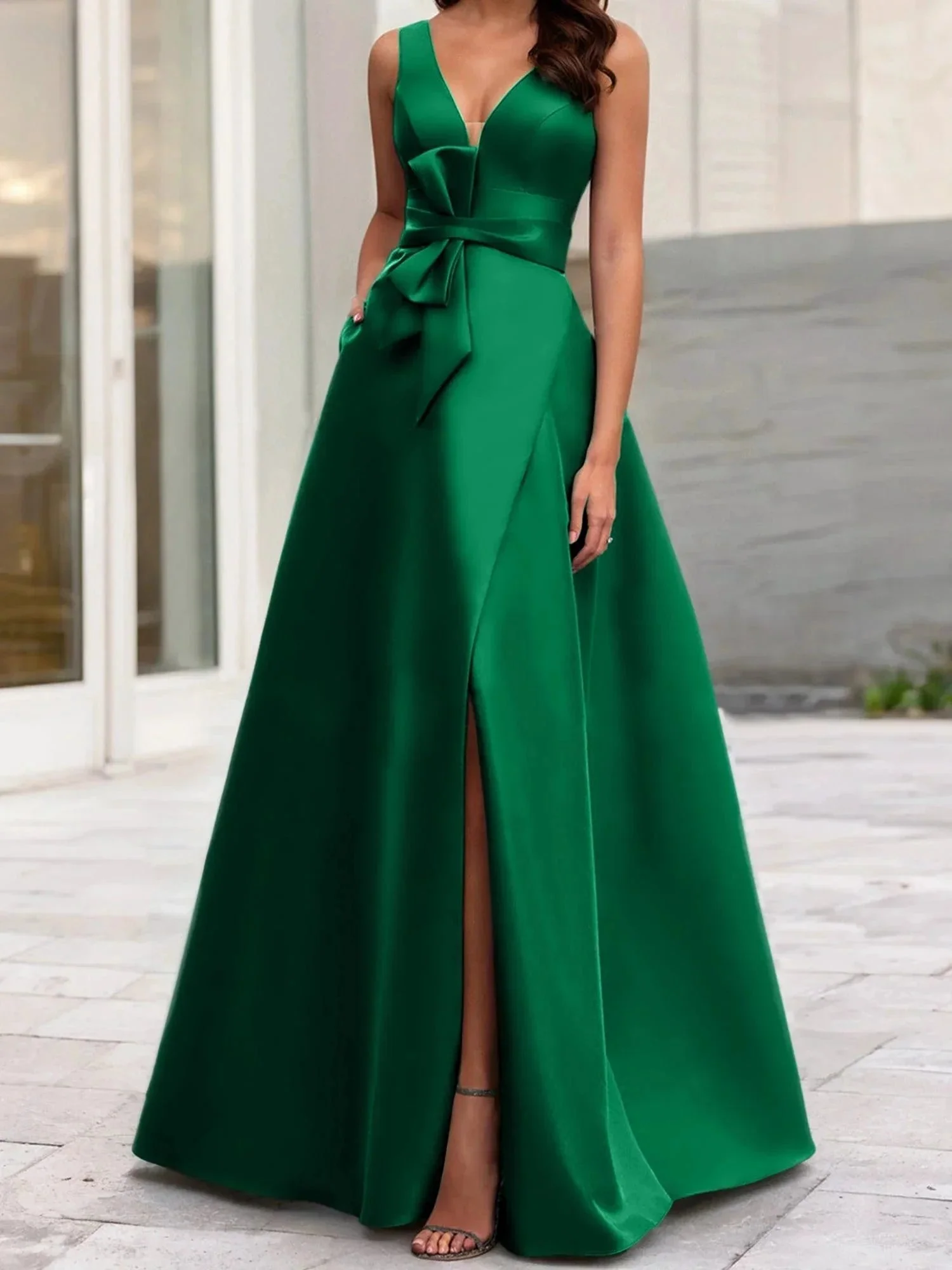 A-Line/Princess V-Neck Sleeveless  Mother Of The Bride Dresses With Split Side - Image 85