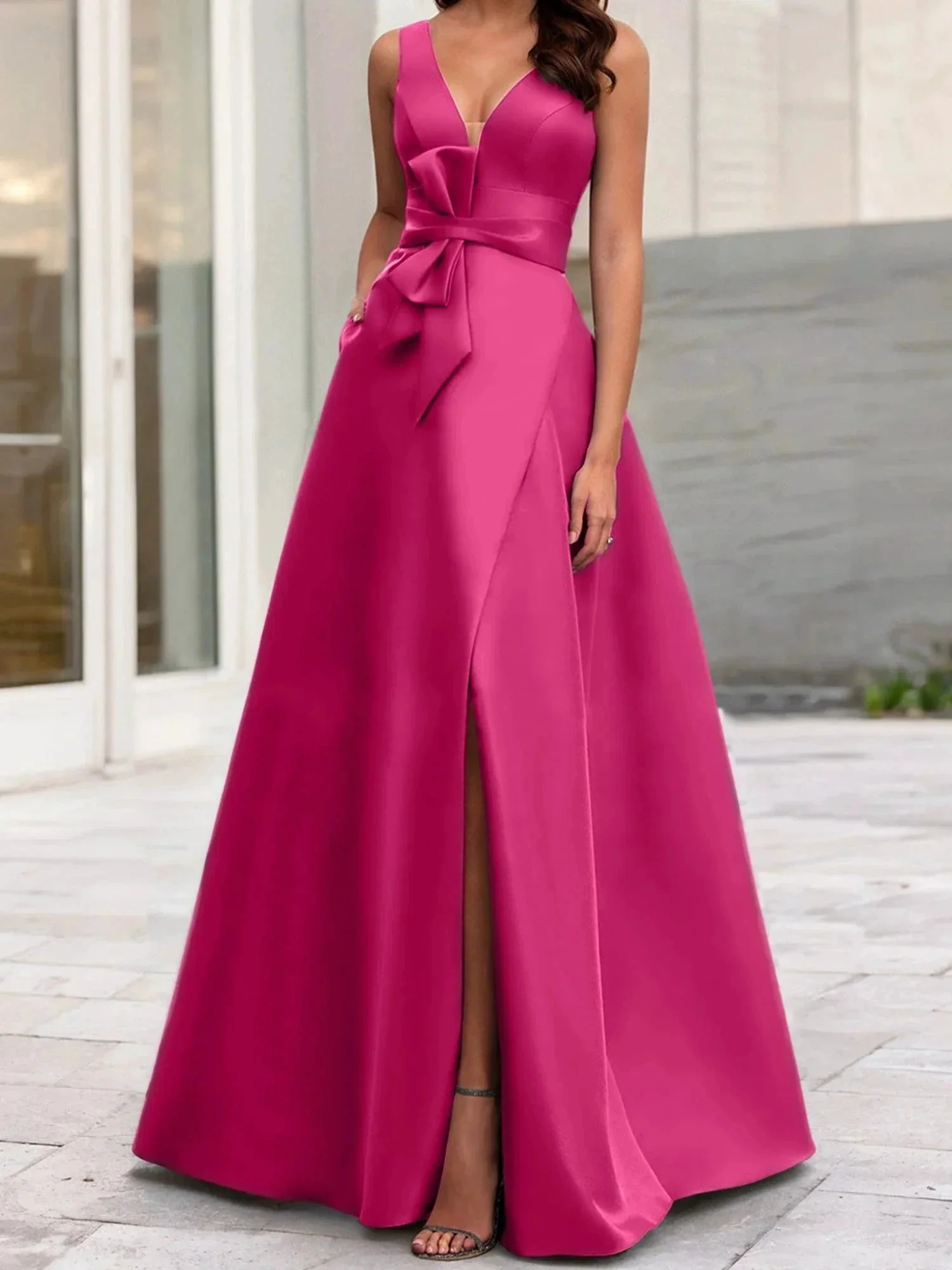 A-Line/Princess V-Neck Sleeveless  Mother Of The Bride Dresses With Split Side - Image 87