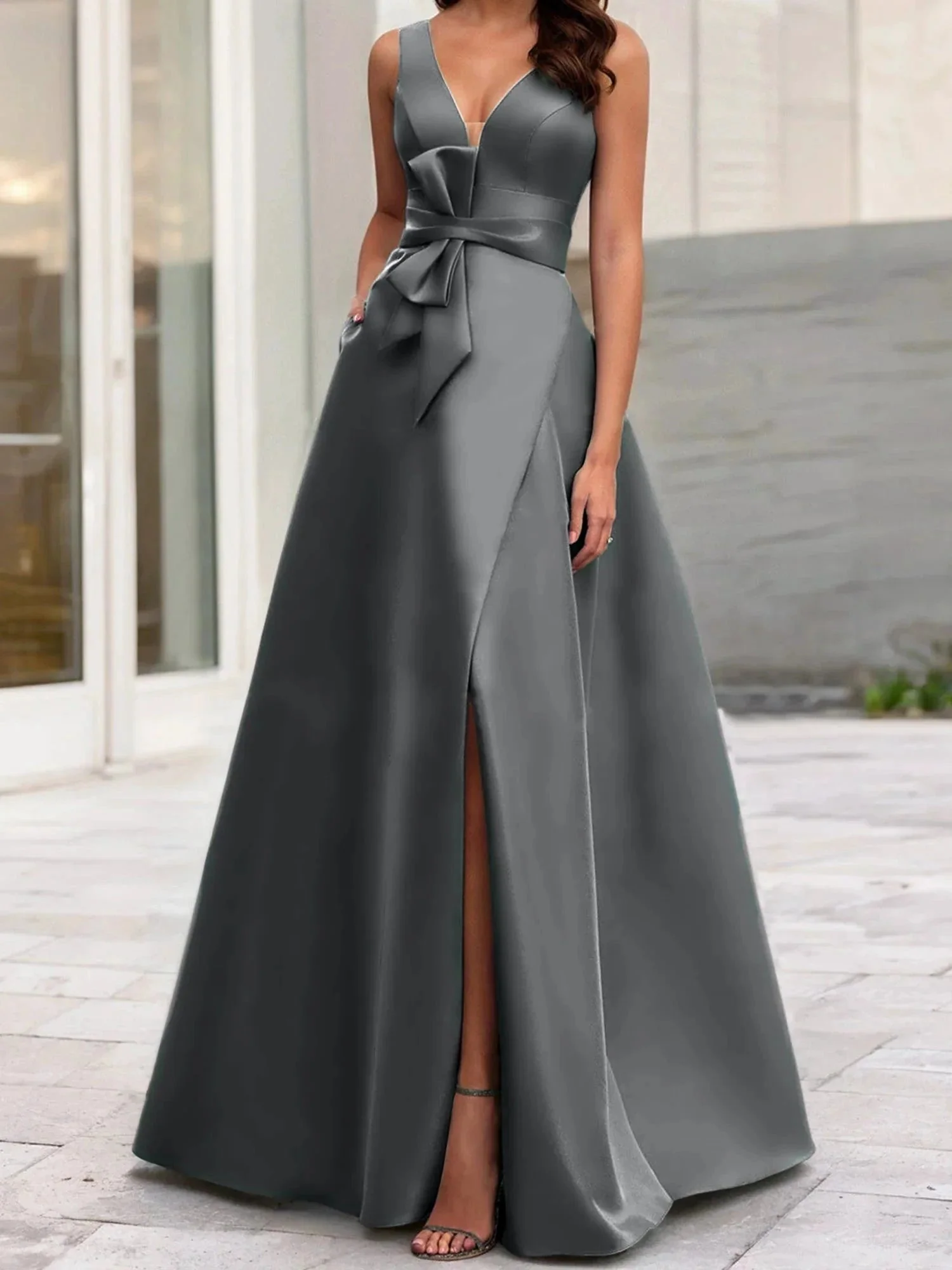 A-Line/Princess V-Neck Sleeveless  Mother Of The Bride Dresses With Split Side - Image 90
