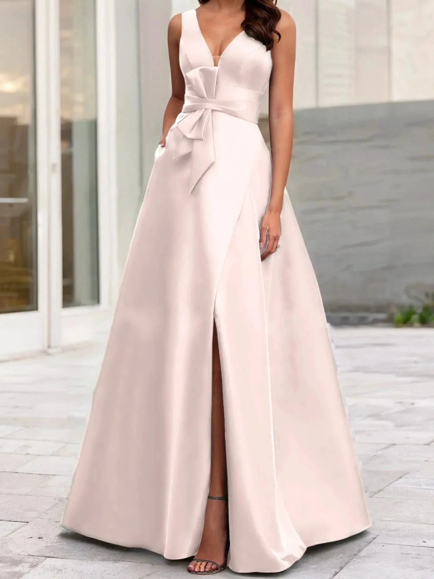 A-Line/Princess V-Neck Sleeveless  Mother Of The Bride Dresses With Split Side - Image 97