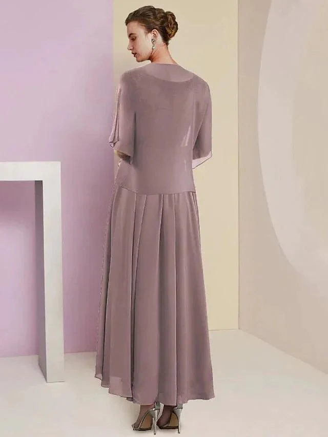 A-Line/Princess V-Neck Tea-Length Mother of the Bride Dresses - Image 2