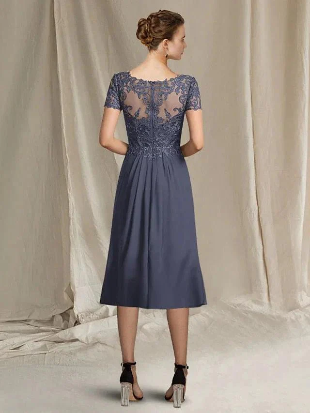 A-Line/Princess V-Neck Tea-Length Mother of the Bride Dresses - Image 4