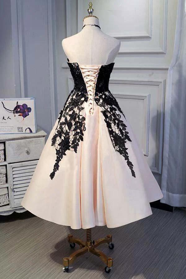 A-line Satin Sweetheart Lace Short Prom Dresses Homecoming dresses PD151 - Image 2