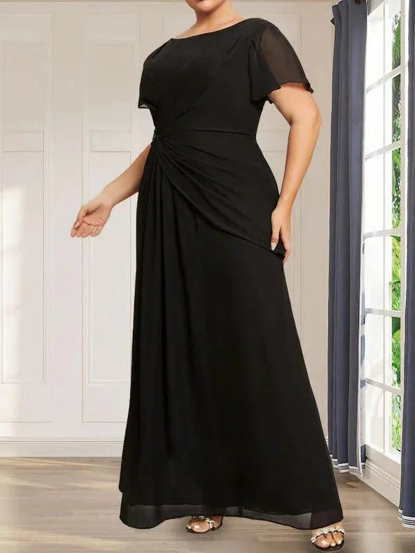 A-line Scoop Ankle-Length Chiffon Mother of the Bride Dress With Beading Pleated - Image 11