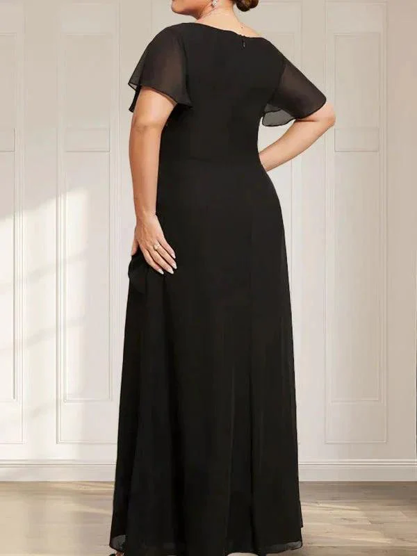 A-line Scoop Ankle-Length Chiffon Mother of the Bride Dress With Beading Pleated - Image 13