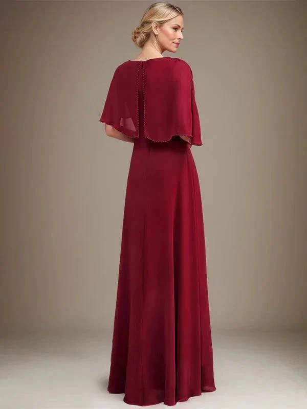 A-line Scoop Floor-Length Chiffon Lace Mother of the Bride Dress With Sequins Beading - Image 4