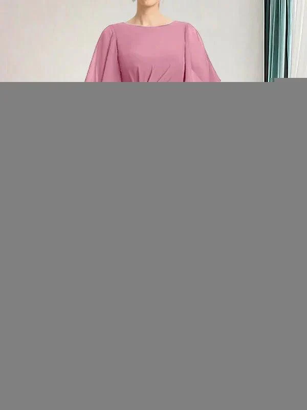 A-line Scoop Floor-Length Chiffon Mother of the Bride Dress With Cascading Ruffles Beading Sequins - Image 39