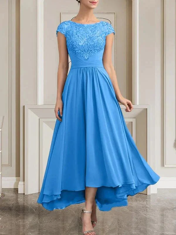 A-line Scoop Floor-Length Lace Chiffon Mother of the Bride Dress With Sequins - Image 16
