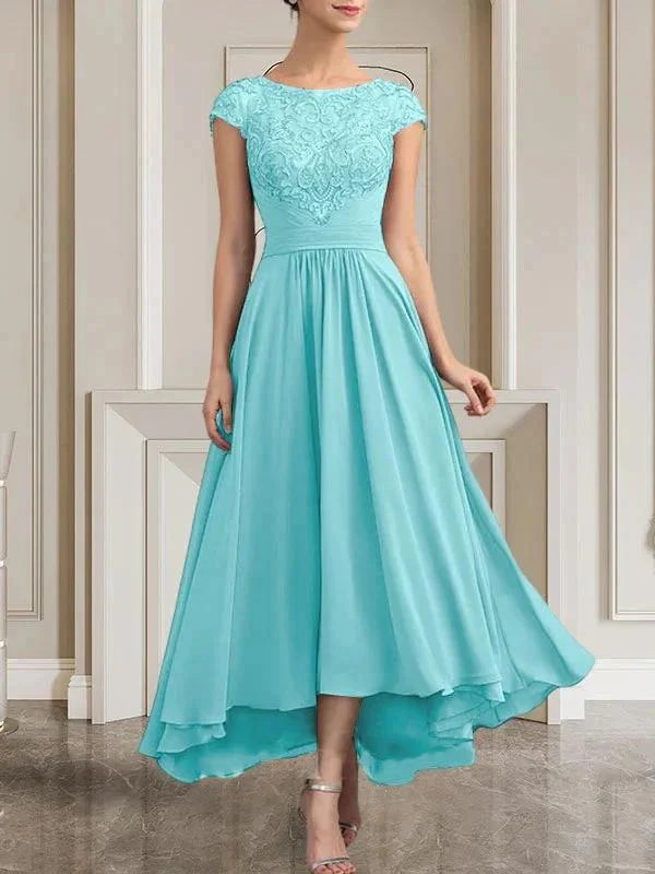 A-line Scoop Floor-Length Lace Chiffon Mother of the Bride Dress With Sequins - Image 20