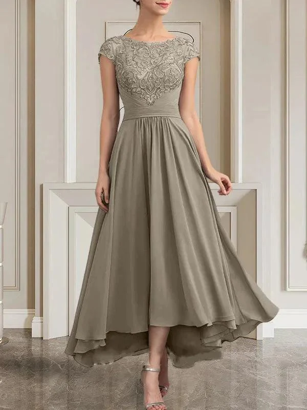 A-line Scoop Floor-Length Lace Chiffon Mother of the Bride Dress With Sequins - Image 21