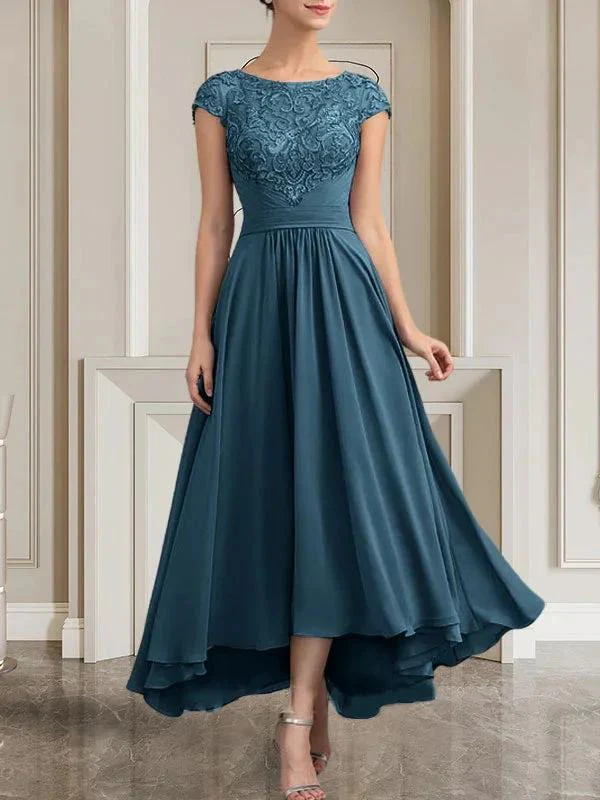 A-line Scoop Floor-Length Lace Chiffon Mother of the Bride Dress With Sequins - Image 24